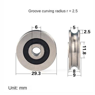 Poulie en acier inoxydable 6*29.3*8mm, élingue en câble d'acier, étanche, antirouille, gorge de roue à roulement non SUS304, type gorge en U