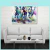 Modern Animal Art Canvas Wall Hanging For Living Room Decor With Abstract Colorful Horses
