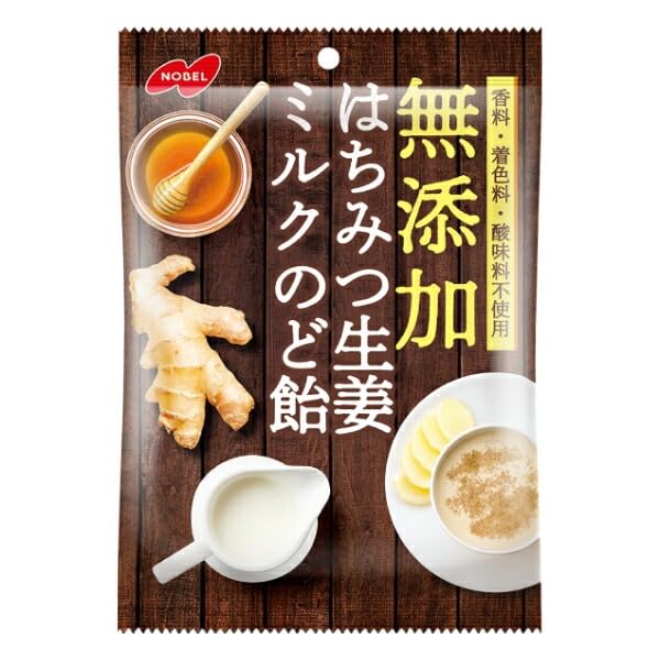 Nobel Seika Additive-Free Honey Ginger Milk Throat Candy 90g4 pieces