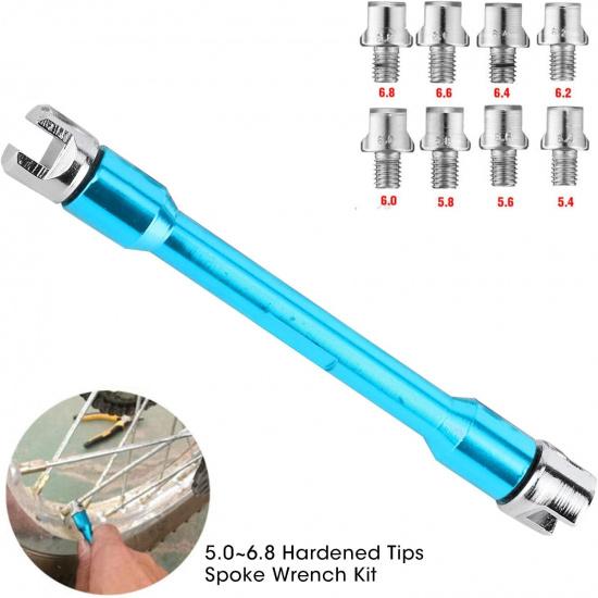 Motorcycle Spoke Wrench Set, CNC 5.0-6.8Mm, 93Mm/3.7In For Most Bikes(Blue)