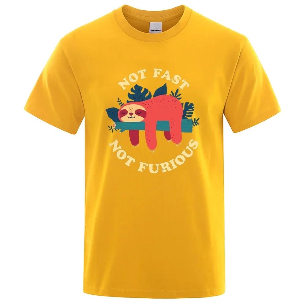 

Summer Men s T-Shirt Sloth Printed T-shirt Cute Not Fast Not Furious Sloth Short Sleeve Streetwear Oversized T-Shirt Men Clothes XXXXXL