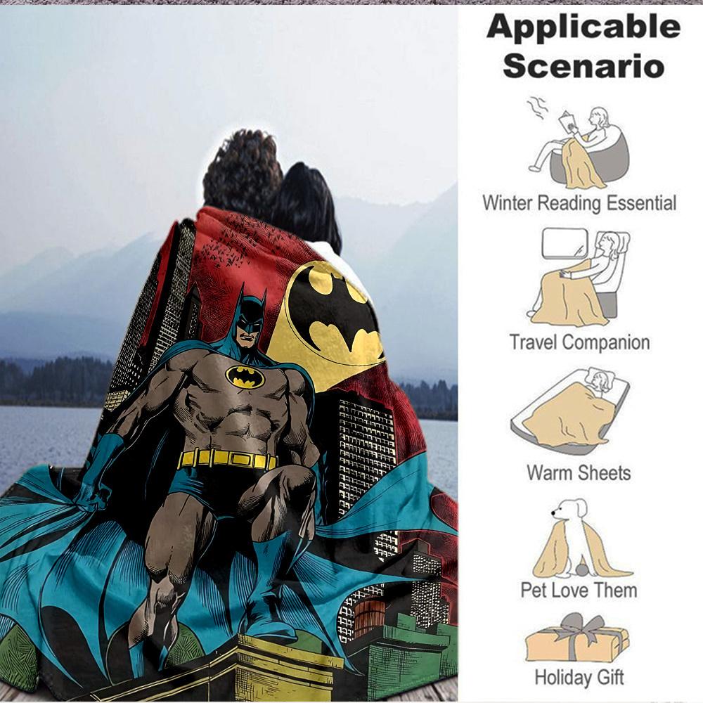 1pc Batman Gotham Flannel Throw Blanket - HD Printed Lightweight Soft Warm All-Season Blanket for Sofa, Bed, Travel162