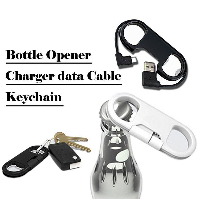 For Or Iphone Android Phone Portable Bottle Opener Keychain Charger Data Cable