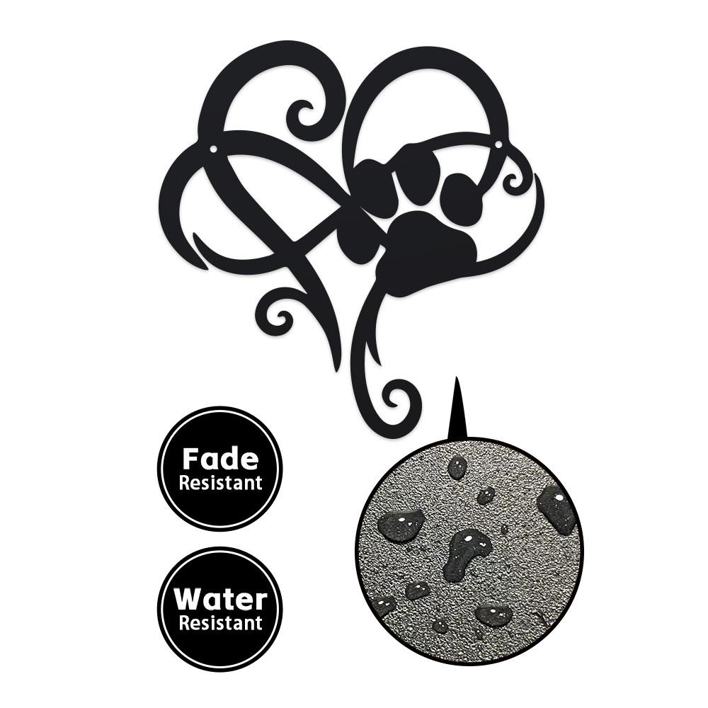Perfect Memorial Gift for Pet Lovers - 1pc Metal Heart-Shaped Paw Print Metal Wall Art for Indoor/Outdoor Decor