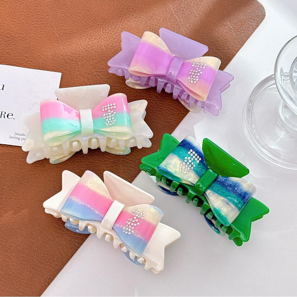 Stylish Large Hair Claw Clip With Elegant Bowknot And Sparkling Rhinestones For Women