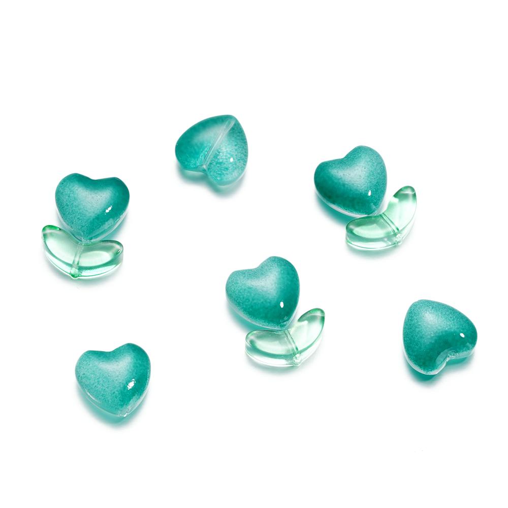 20Pcs/Lot 12*12.3mm Small Flowers Heart Leaves Glass Loose Beads for Jewelry Making Handmade DIY Bracelet Necklace Accessories