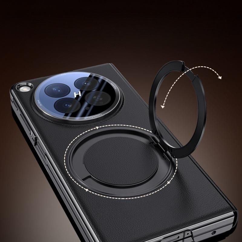 For OPPO Find N6 Case ELVEV Magnetic PU Leather Full Protection 360° Rotating Ring Holder Flip Cover for Find N 6