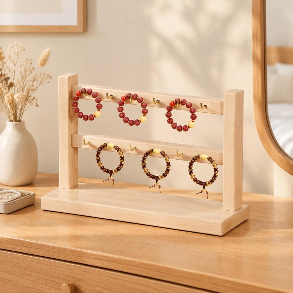 Schmuckständer Freistehender Organizer mit Haken Holzoptik Halsketten- und Armbandhalter