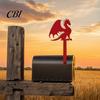Metal Mailbox Sign Flag Replacement, Decorative Dragon Stake Sign, Mounting Holes Winged Shape Ornament for Outdoor Mail Box Decoration Holder