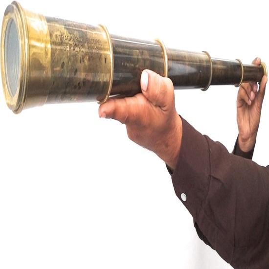 Telescopio Spia in Ottone Compagnia delle Indie Orientali 1818 Tracker Pirata Cannocchiale Telescopio 81,28 cm Grande Scatola Regalo in Pelle