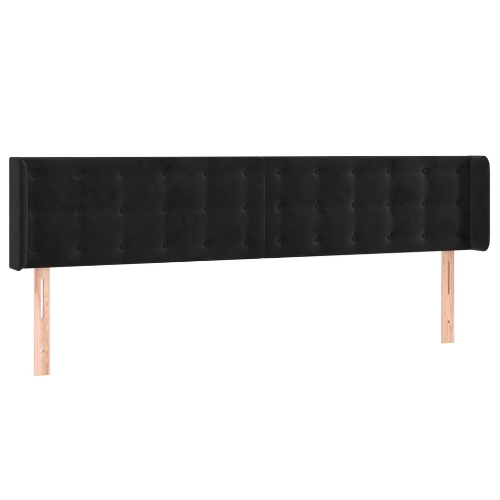 vidaXL LED Kopfteil Schwarz 163x16x78/88 cm Samt