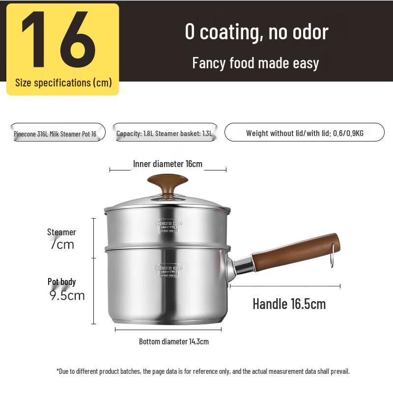 

COOKER KING 316L Stainless Steel Milk Pot & Steamer Set