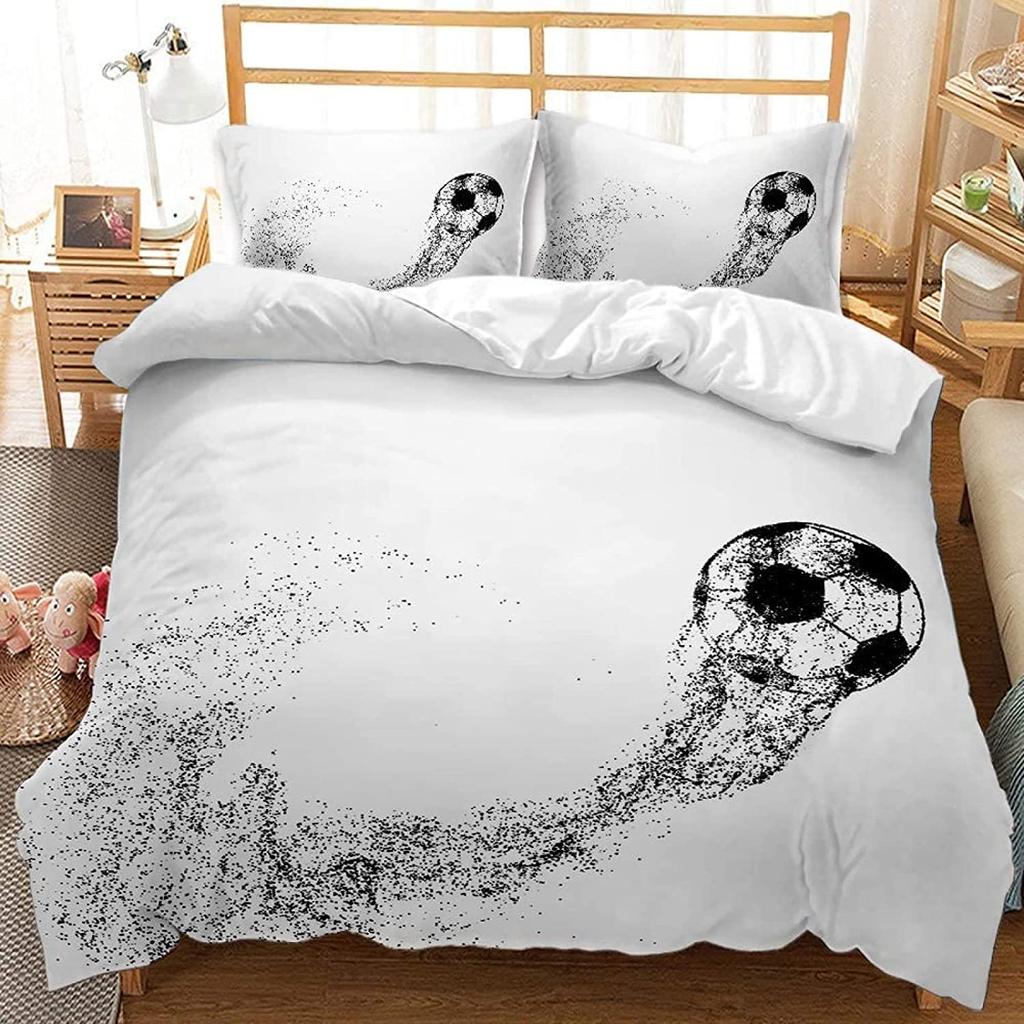 Zestaw pościeli piłkarskiej 3D Sportowa poszwa na kołdrę Poszewka na poduszkę 2 lub 3 sztuki AU140 * 210 Dekoracja pokoju chłopięcego