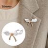 Durable Brooch Irregular Rhinestone Bow Pin, White Alloy Lapel Secure Clasp Decorative Badge Pin for Clothes Bag Hat Scarf Suit Long-lasting