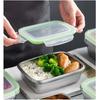 1pcs 304 Stainless Steel Lunch Box Food Storage Container Airtight Transparent Lid Freshness Keeper for Fruits Cold Storage