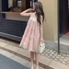 Damen schulterfrei ärmellos Mini-Kleid lockere Passform mittlere Taille elegant Pailletten floral A-Linien-Kleid