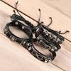 Men's Retro Skull Leather Bracelet Set: Handwoven Multi-Layer Rope with Figure 8 Design, 5 Pieces.