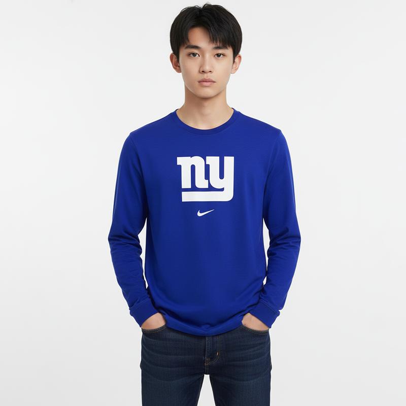 Nike × NFL Hoodie New York Giants Breathable Lightweight Simple Versatile Crew Neck Pullover Long Sleeve T-Shirt Kids Hoodies Royal-Blue 3Z1B7NFEA-NYG