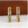 French Style Light Luxury Gold Three Oval Diamond Earrings Buckle Stylish and Fashionable Earring Accessory