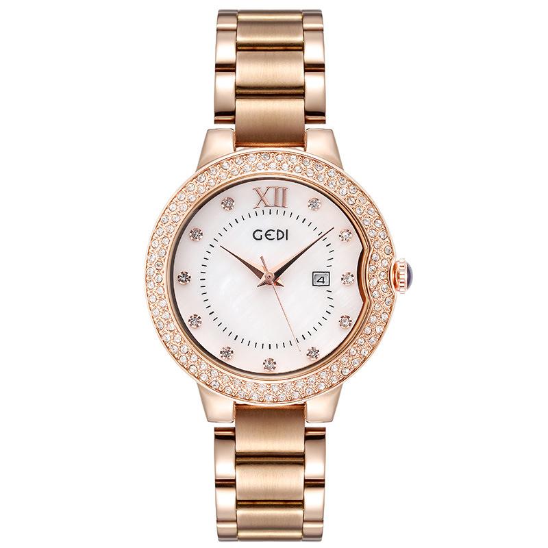 Large Dial Steel Strap Watch Women'S Fashion Diamond-Encrusted Waterproof Quartz Watch