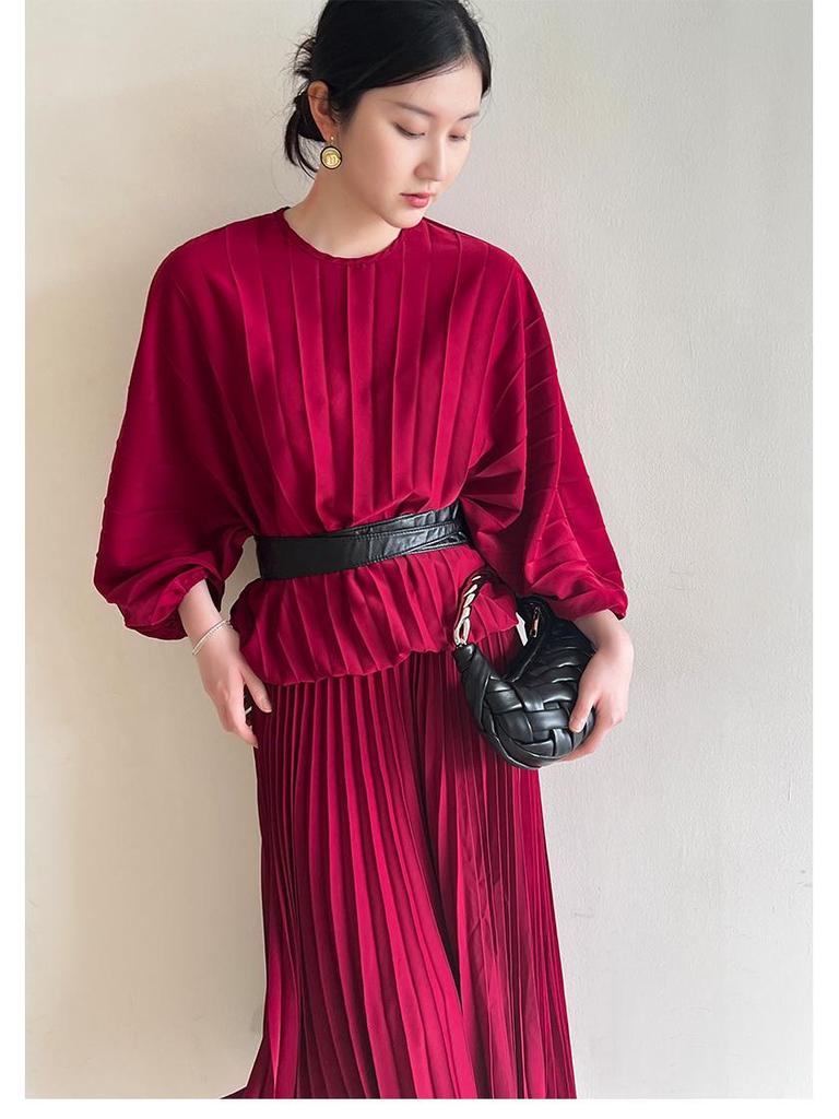 High-End 2026 Pleated Plus Size Loose Shirt - Versatile for Autumn and Spring Lazy Casual Style