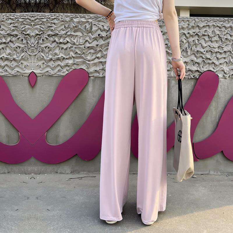 Women's Summer High-Waisted Wide-Leg Slimming Drape Pants - Cool, Casual, Floor-Length, and Loose-Fitting
