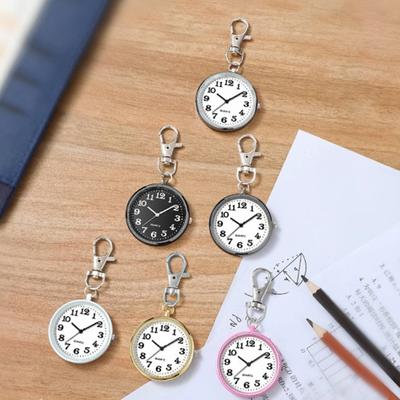 Watch Keychain Circular Dial High Precision Quartz Movement Pointer Silent Watch Compact Hook Keyring Watch