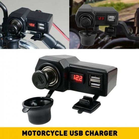 Dual Port Charger USB Power Socket Outlet Plug Waterproof Adapter For Motorcycle