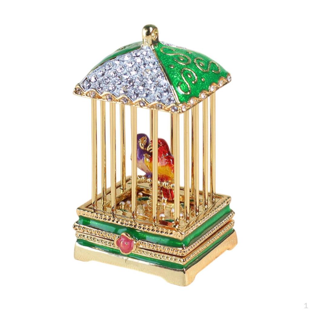 Bird Cage Figurine Jewelry Storage Case Decorative Decor Earrings Organizer Keepsake Box for Ring