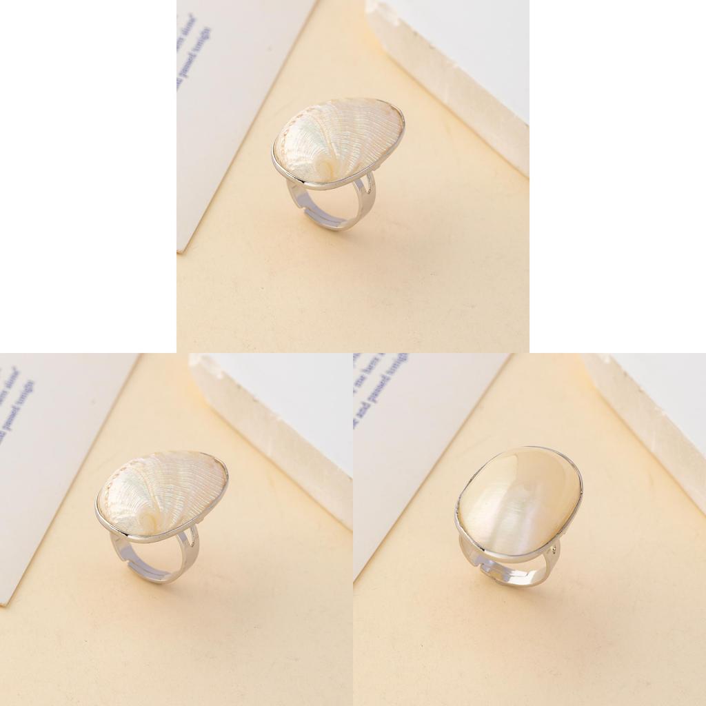 Shell Jewelry Ring Copper Plated White K Opening Adjustable For Fashion Fans