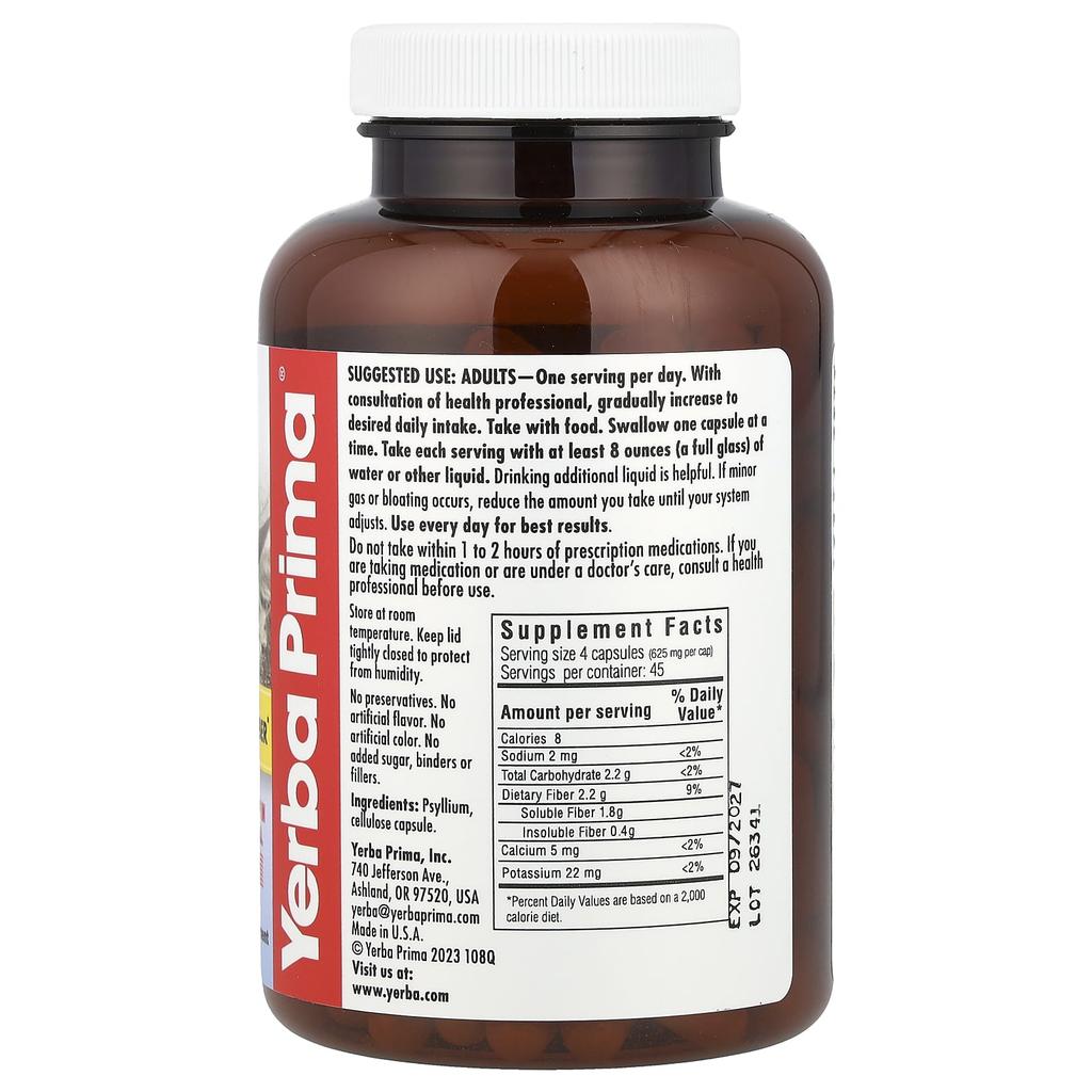 Psyllium Husk, Veggie Capsules 180 Tablets