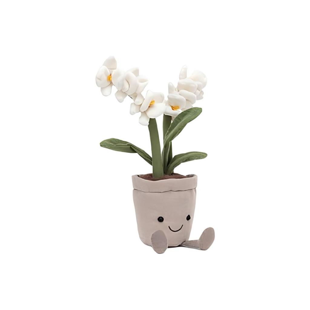 JELLYCAT Botanical Series Cute White Orchid Companion and Soothing Doll Plush Doll 27cm High