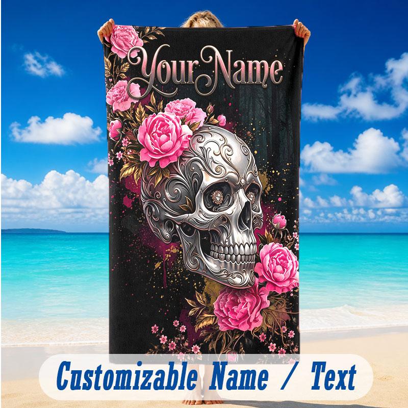 Decorative Artwork Theme Beach Towel Personalized Custom Name & Text Soft Quick Dry Beach Towel for Swimming Travel