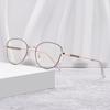 Gold Wire Retro Round Eyeglass Frames for Women - Optical Myopia-Fit, Korean Style, Large Face Trendy Design.