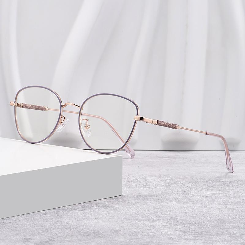 Gold Wire Retro Round Eyeglass Frames for Women - Optical Myopia-Fit, Korean Style, Large Face Trendy Design.