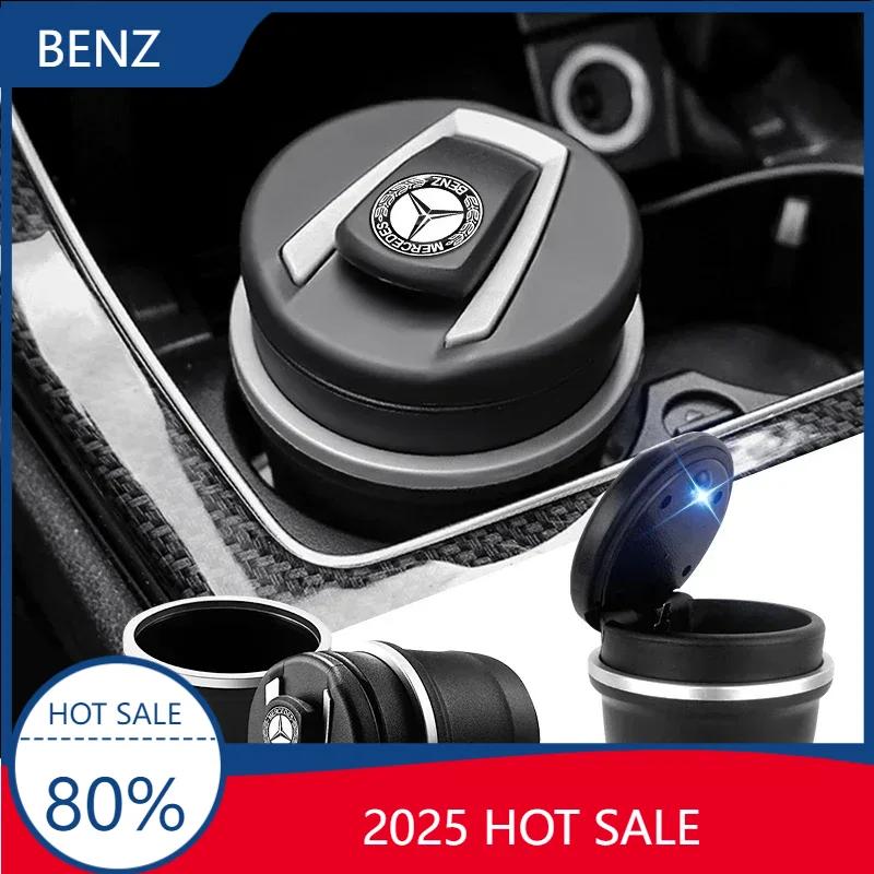 Hot 2025 For AMG W124 2025 For Benz AMG Car Cigarette Ashtray Cup With Lid With LED Light Portable For Mercedes Benz A180 A200 A