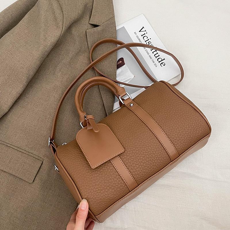 Retro Handbag Bag Women's New Fashion Contrasting Color Bowling Bag Simple Casual Shoulder Messenger Bag