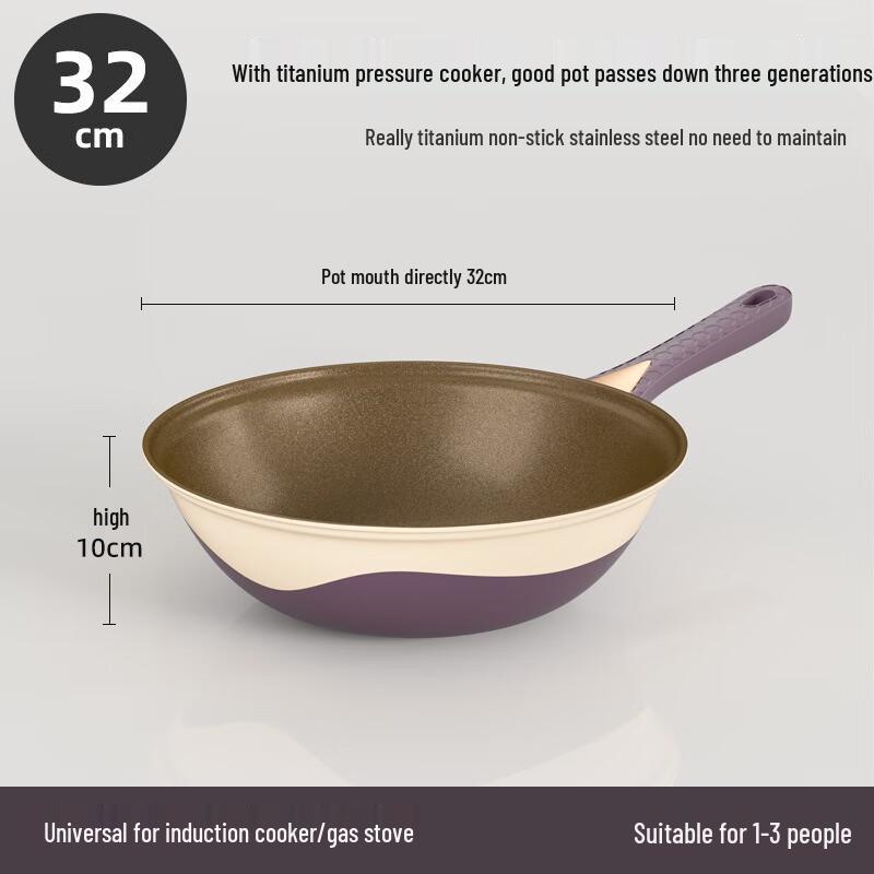 Титановая антипригарная вок-сковорода Uto 32 см с функцией микродавления