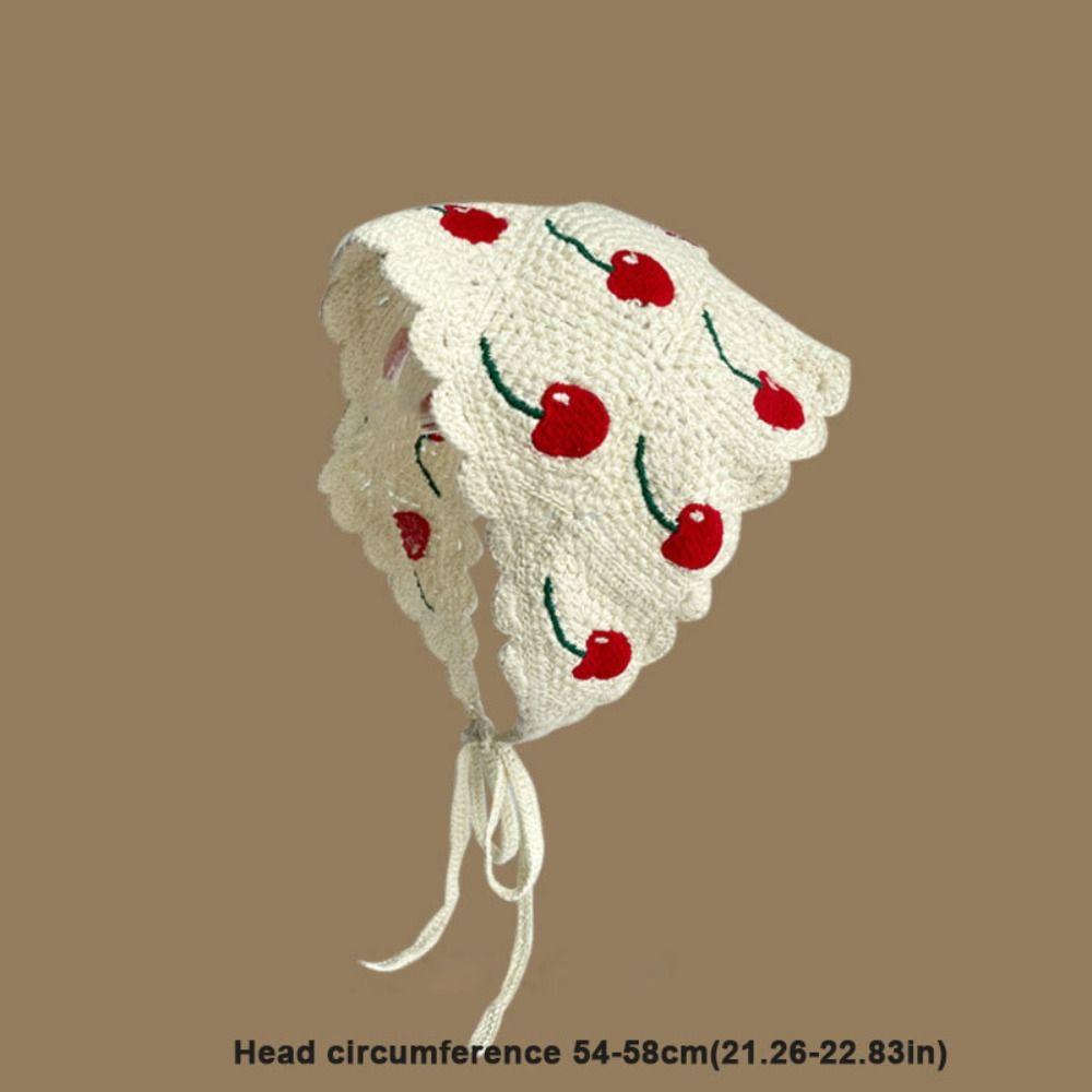 Knitted Triangle Headband Crochet Beach Vacation Headkerchief Sweet Girl Flower Headscarf
