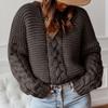 Fall And Winter Solid Color Pullover V-neck Loose Sweater Casual Knitted Sweater For Women