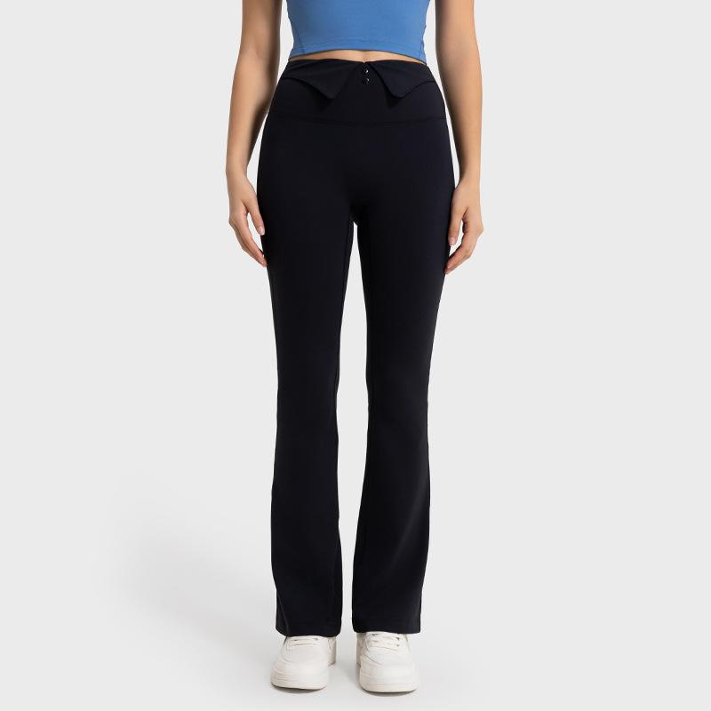 Autumn and winter new waist lapel flared pants velvet yoga pants warm high waist hip lift sports trousers