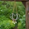 Einzigartiges Valentinstagsgeschenk Hufeisen Herzform Windspiel für Außendekoration im Garten mit Messingglocke Glück Wandkunst Akzente, Rustikales Metall Hängend