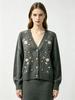 European and American style autumn and winter new heavy industry embroidered beads flower knitted cardigan women's loose v-neck outer sweater