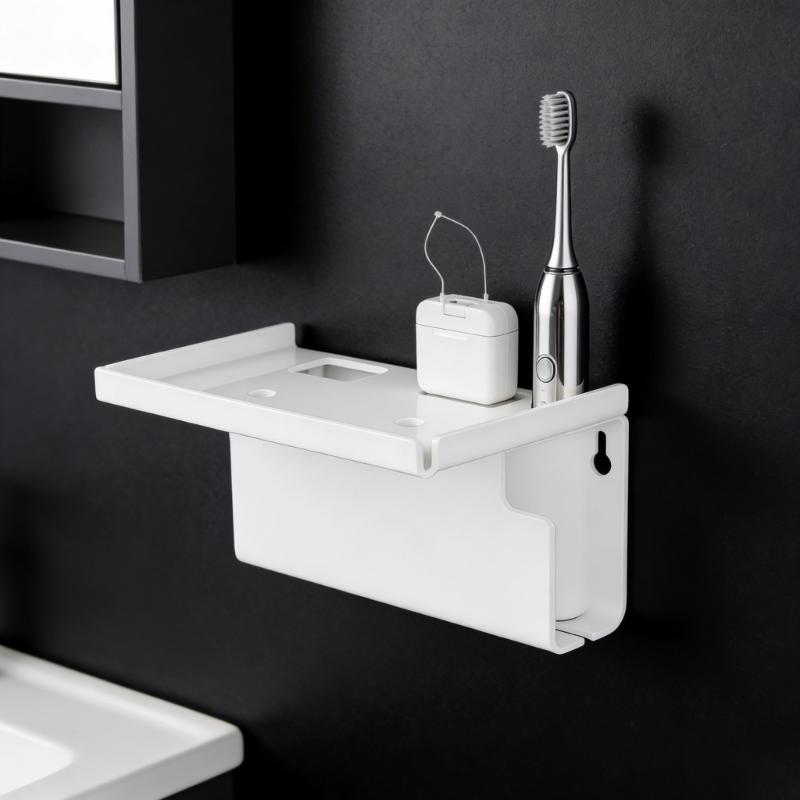 Wall Mounted Electric Toothbrush Holder Strong Adhesive Backing Toothbrush Stand Easy Installation Bathroom Accessory