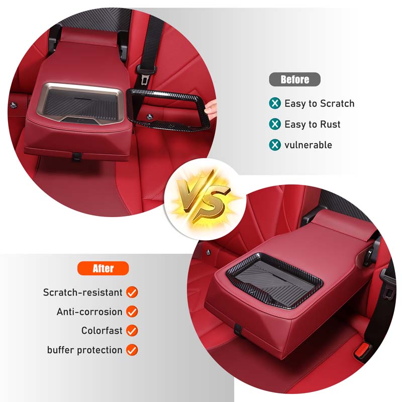 ABS Carbon Fiber For BMW X3 G45 2026 Car Rear Armrest Storage Compartment Decorative Frame Sticker Car Interior Accessories