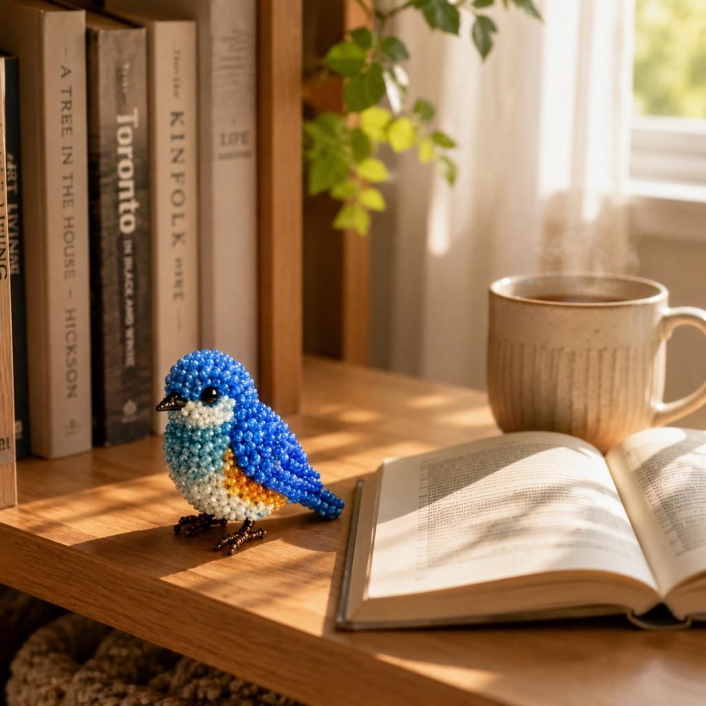 3D Beaded Bird DIY Kit 4-Piece Set Includes Beads Wire Scissors and Step-by-Step Instructions for Crafting Detailed Bird Models