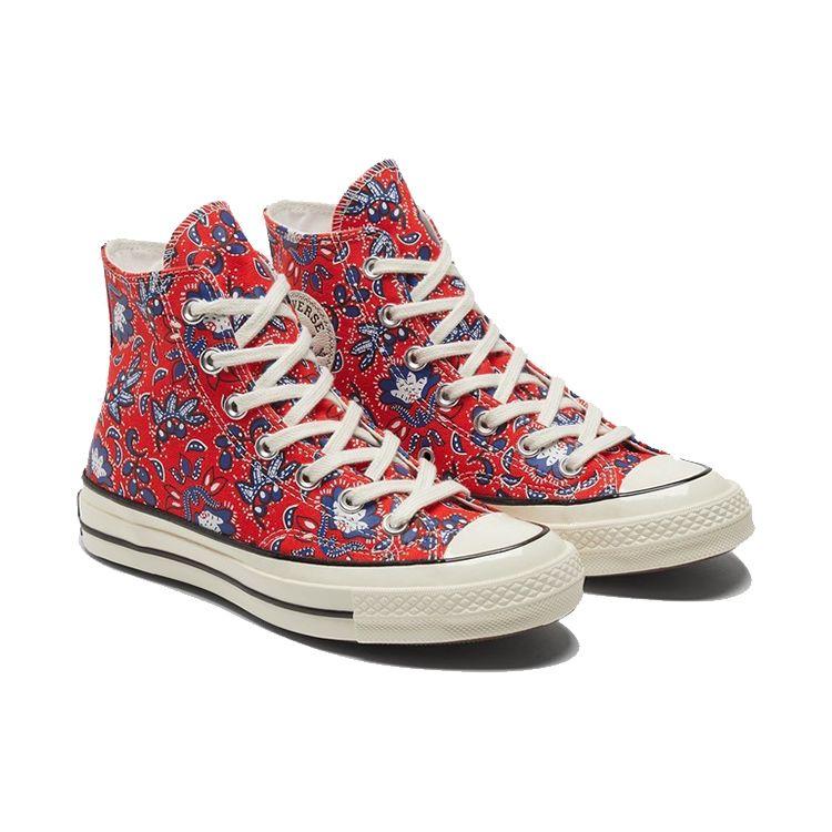 Converse Chuck 70 High Paisley - Habanero Red Unisex Tenisky Egret Rush-Blue 171072C