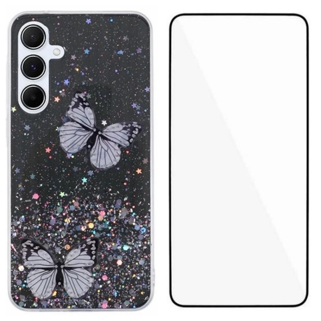 For Samsung Galaxy S25+ TPU Case WANLONFENG AW Series PVC Butterfly Epoxy Phone Cover with HD Film