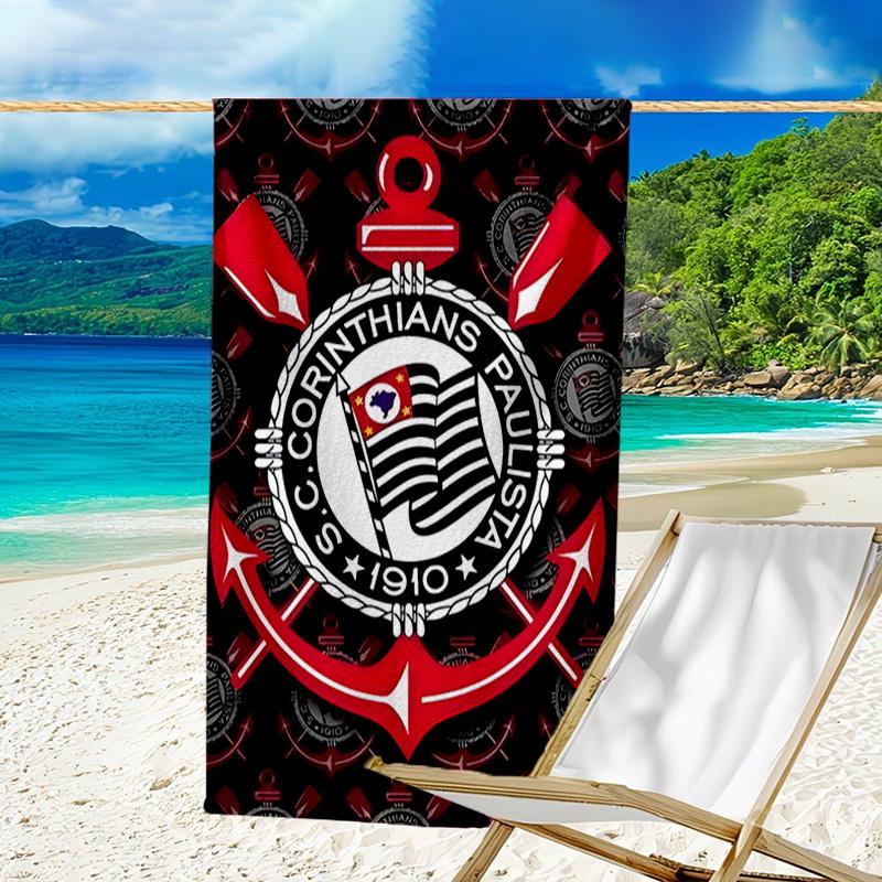 Sport Club Football Crest Printed Beach Towel, Super Soft Microfiber, Perfect Gift Birthday, for Pool, Beach, Travel, for family and friends