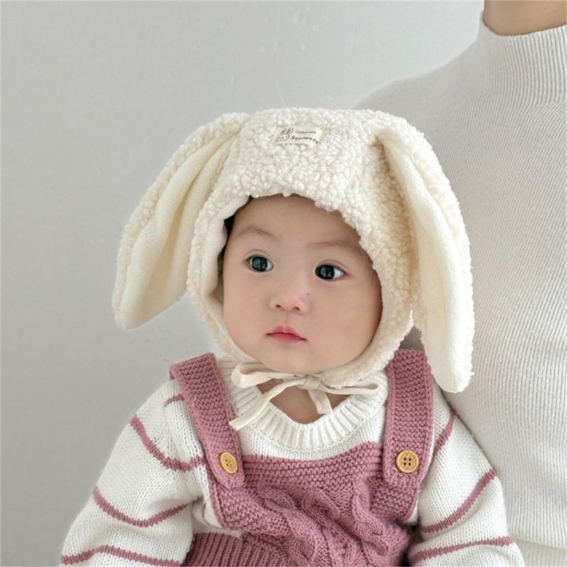 Cute Rabbits Ear Infant Hat With Thick Plush Hat Perfect For Cold Weather Headwear For Boys And Girls